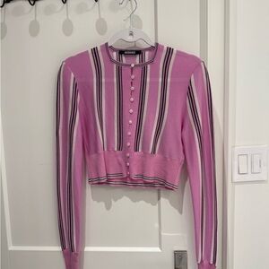 Jacquemus Pink and Black Striped Button Down Shirt
